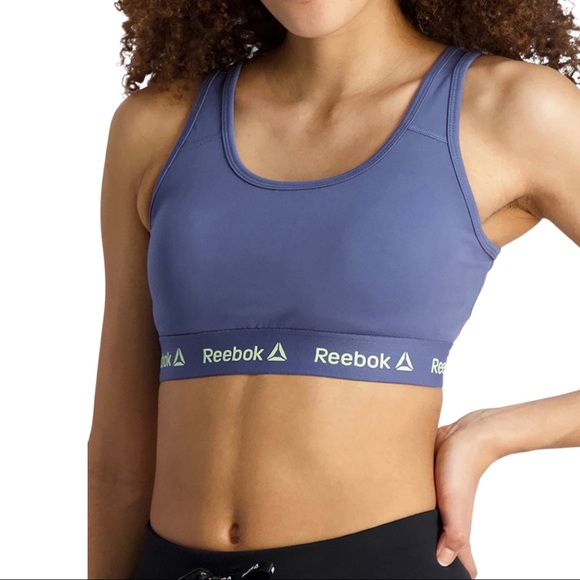 Reebok size large blue indigo medium impact sports bra with removable cups NWT - Picture 2 of 10